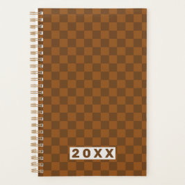 Retro Brown Checkerboard 2026 Planer