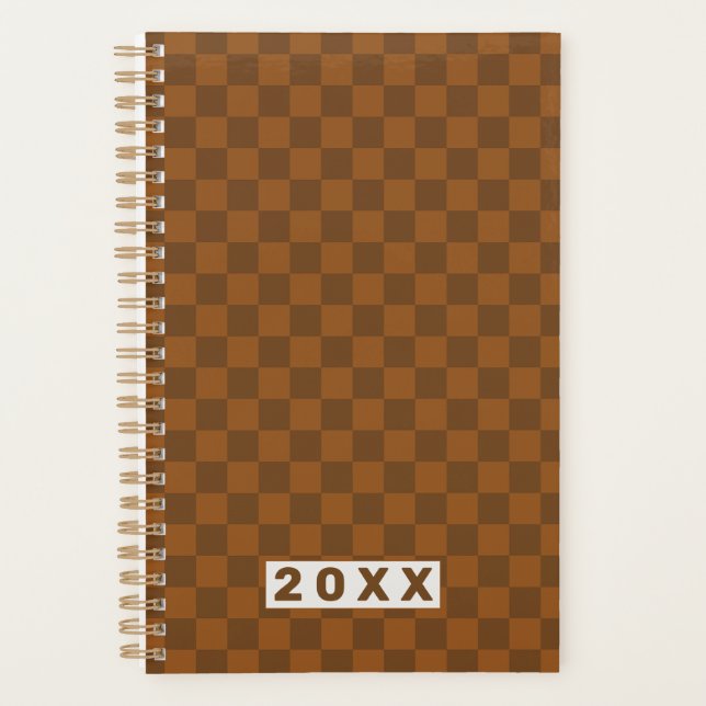 Retro Brown Checkerboard 2026 Planer (Vorderseite)