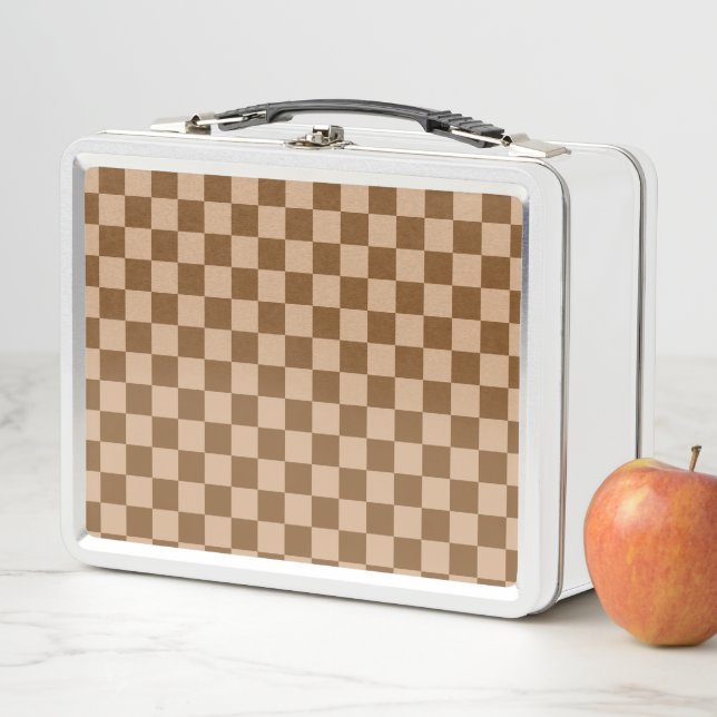 Retro Brown Checkered Metall Brotdose (Beispiel)