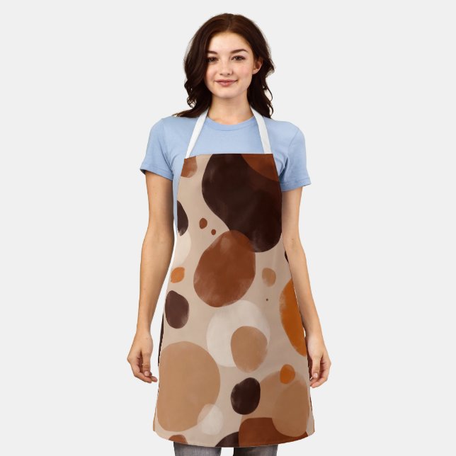 Retro Brown Dot Pattern All-Over Print Apron Schürze (Getragen)