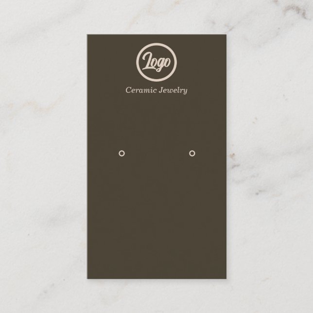 Retro Brown Earring Juwelier Logo Business Card Visitenkarte (Vorderseite)
