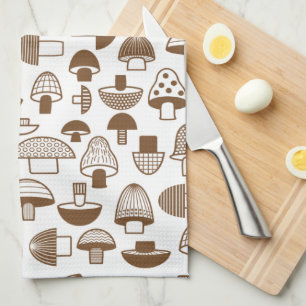 Retro Brown Mushroom-Muster Geschirrtuch