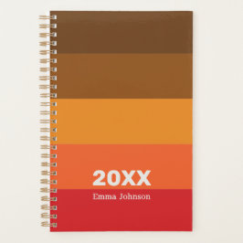Retro Brown Orange Red Stripe 2026 Name Planer