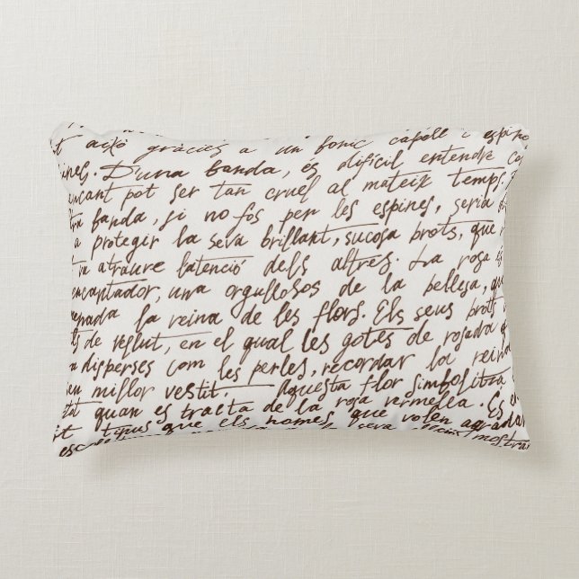 Retro Brown Tinte Manuskript Textur Dekokissen (Vorderseite)