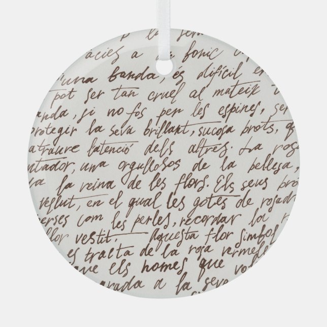 Retro Brown Tinte Manuskript Textur Ornament Aus Glas (Vorderseite)