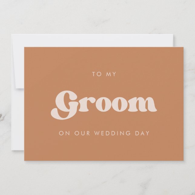 Retro brown To my Groom sur notre carte de jour de (Devant)