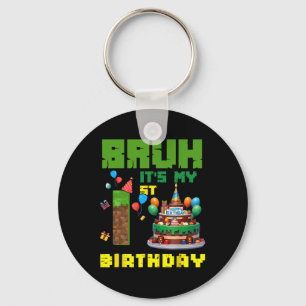 Retro Bruh Ich hab Geburtstag Pixel-Torte Gamer 1  Schlüsselanhänger