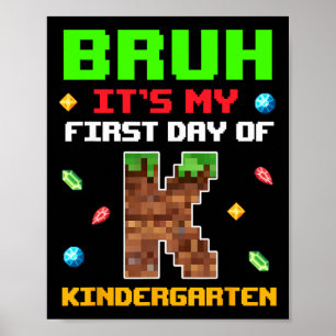 Retro Bruh Mein Erster Tag Im Kindergarten Zurück Poster