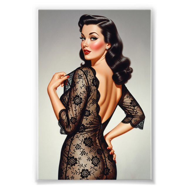 Retro Brunette Pin-up Girl 50's Glamour Style Fotodruck (Vorne)