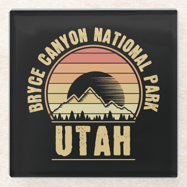 Retro Bryce Canyon Nationalpark Utah Glasuntersetzer (Vorderseite)