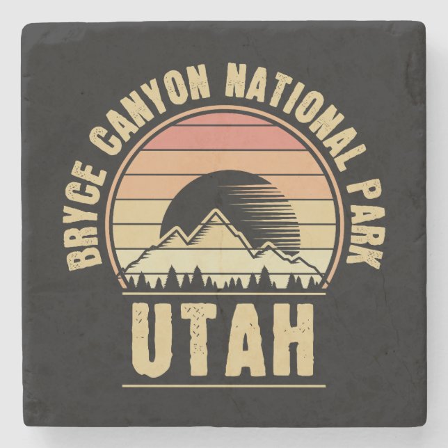 Retro Bryce Canyon Nationalpark Utah Steinuntersetzer (Vorderseite)