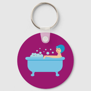 Retro Bubble Bath Girl Schlüsselanhänger