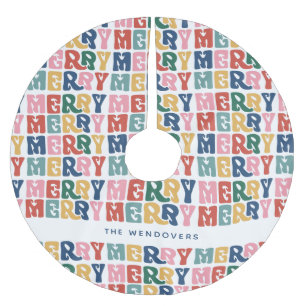 Retro Bubble Letter Custom Christmas Polyester Weihnachtsbaumdecke