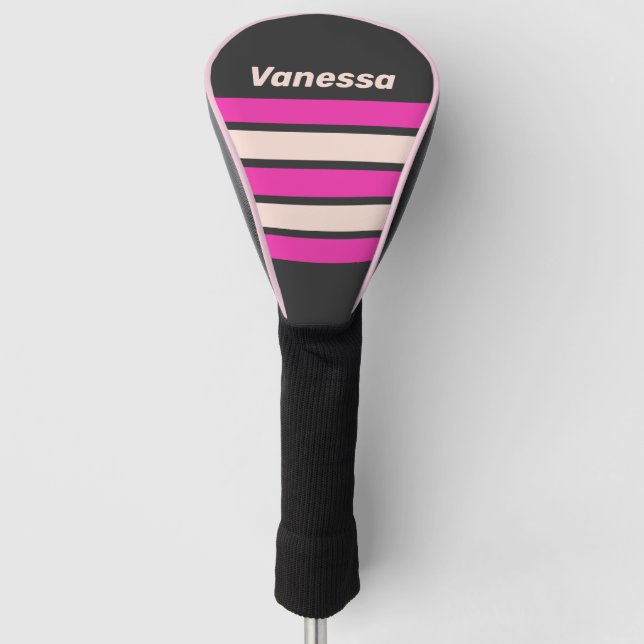 Retro Bubblegum Across Striping with Name Golf Headcover (Vorderseite)