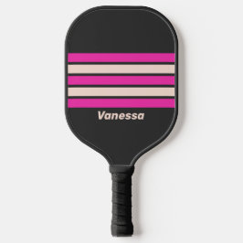 Retro Bubblegum Across Striping with Name Pickleball Schläger