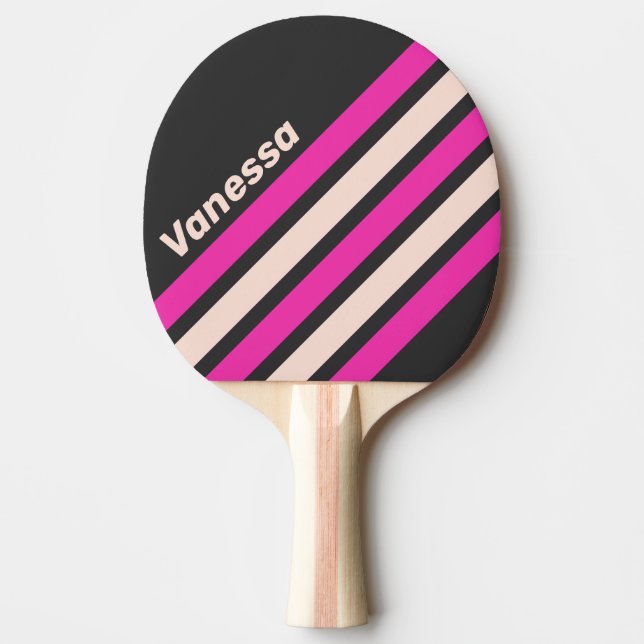 Retro Bubblegum Angled Striping with Name Tischtennis Schläger (Vorderseite)