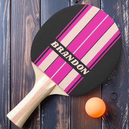 Retro Bubblegum Board Streifen mit Namen Tischtennis Schläger