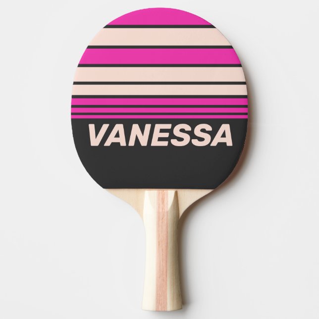 Retro Bubblegum Horizon Striping with Name Tischtennis Schläger (Vorderseite)