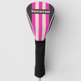 Retro Bubblegum Pin Stripes with Name Golf Headcover