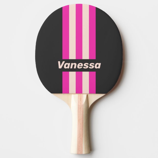 Retro Bubblegum Pin Stripes with Name Tischtennis Schläger (Vorderseite)
