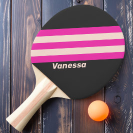 Retro Bubblegum Streifen mit Namen Tischtennis Schläger