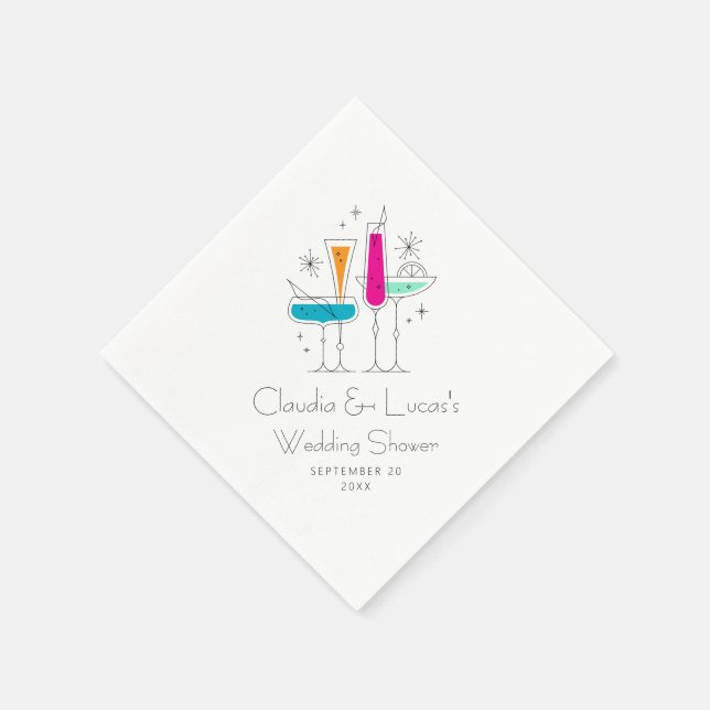 Retro Bubbly Champagne Brautparty Serviette (Ecke)