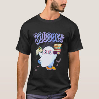 Retro-Bücher Gespenst Halloween Lehrer Bibliothek T-Shirt