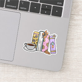 Retro-Bücher und Kaffee wasserdicht Aufkleber