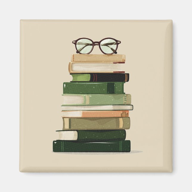 Retro Bücherliebhaber Magnet (Vorne)