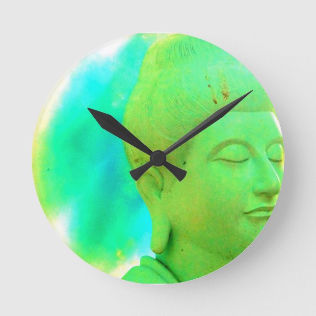 RETRO BUDDHA-Uhr Runde Wanduhr (Vorderseite)