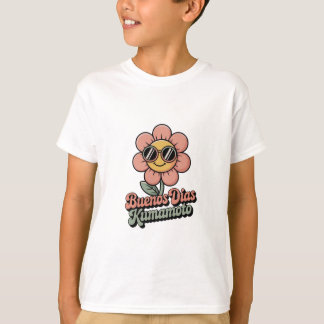 Retro "Buenos Dias Kumamoto" Blumen Groovy 70er T-Shirt