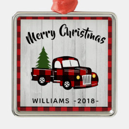 Retro Buffalo Kariert Personalisiert Ornament Aus Metall