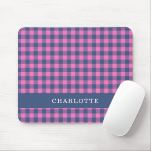 Retro-Buffalo-Kariert Rosa Blau Personalisierter N Mousepad
