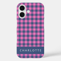 Retro Buffalo Kariert rosa Personalisierter Name