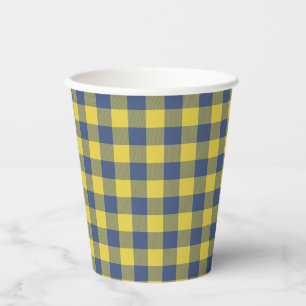 Retro Buffalo Kariert Tartan Muster Gelb blau Pappbecher