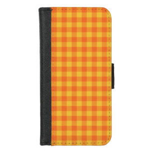 Retro Buffalo Kariert Tartan Muster Gelb Orange  iPhone 8/7 Geldbeutel-Hülle