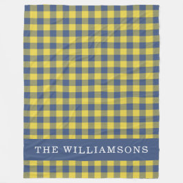 Retro Buffalo Kariert Yellow Blue Personalisierter Fleecedecke