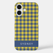 Retro Buffalo Kariert Yellow Blue Personalisierter