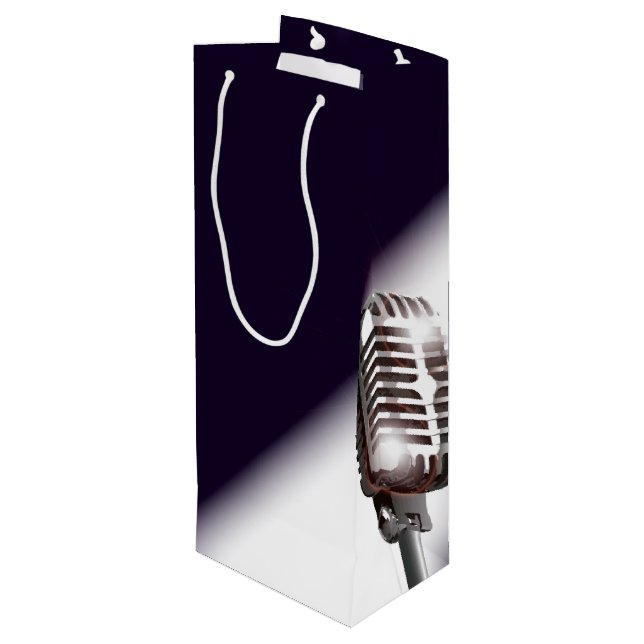 Retro-Bühne-Mikrofon Geschenktüte Für Weinflaschen (Rückseite Schrägansicht)