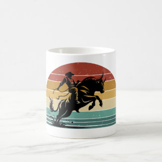 Retro Bull Riding Sonnenuntergang Western Art Verwandlungstasse