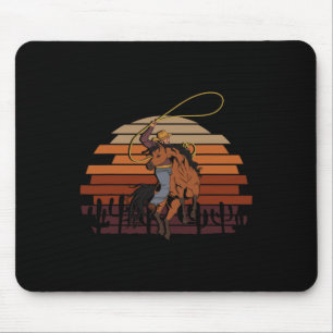 Retro Bull Riding Western Country Cowboy Mousepad