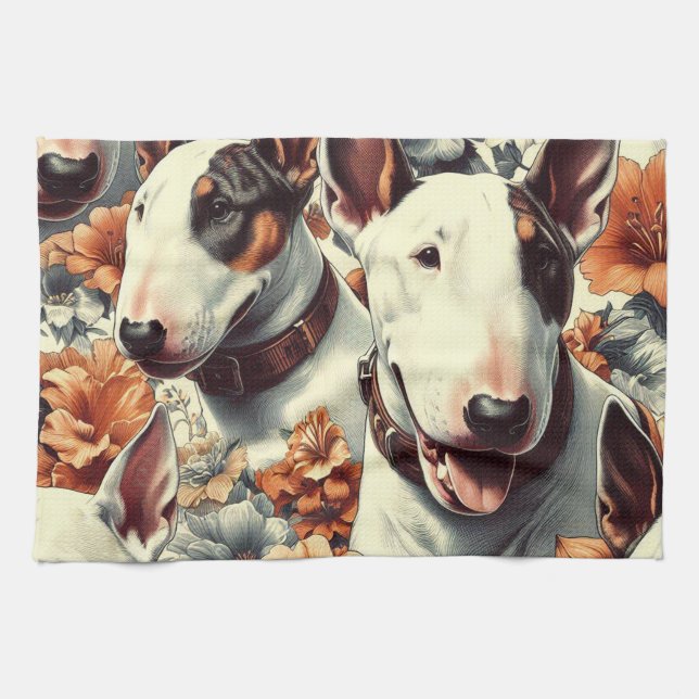 Retro Bull Terrier Nahtlose Malerei Geschirrtuch (Horizontal)