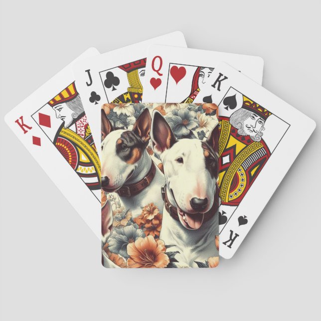 Retro Bull Terrier Nahtlose Malerei Spielkarten (Rückseite)