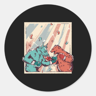 Retro Bull Vs Bärenboxenthusiasten Runder Aufkleber