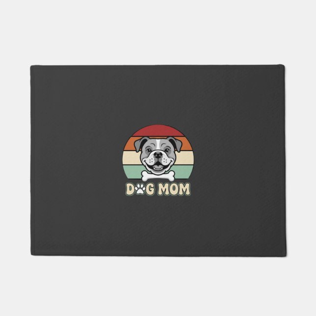 Retro Bulldogge Hundemutter Vektor Fußmatte (Vorderseite)