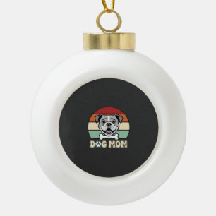 Retro Bulldogge Hundemutter Vektor Keramik Kugel-Ornament