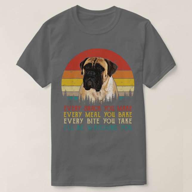 Retro Bullmastiff jeden Snack, den Sie machen jede T-Shirt (Design vorne)
