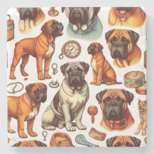 Retro Bullmastiff Nahtlos Steinuntersetzer