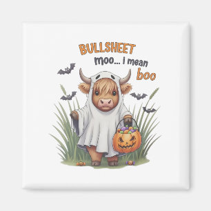 Retro Bullsheet Halloween Kuh Ghost Moo I Gemein B Magnet