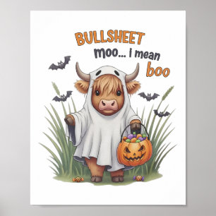 Retro Bullsheet Halloween Kuh Ghost Moo I Gemein B Poster